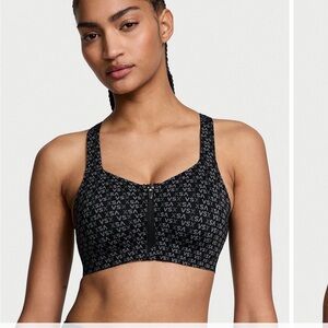 Victoria's Secret Black & Gray Front-Zip Sports Bra